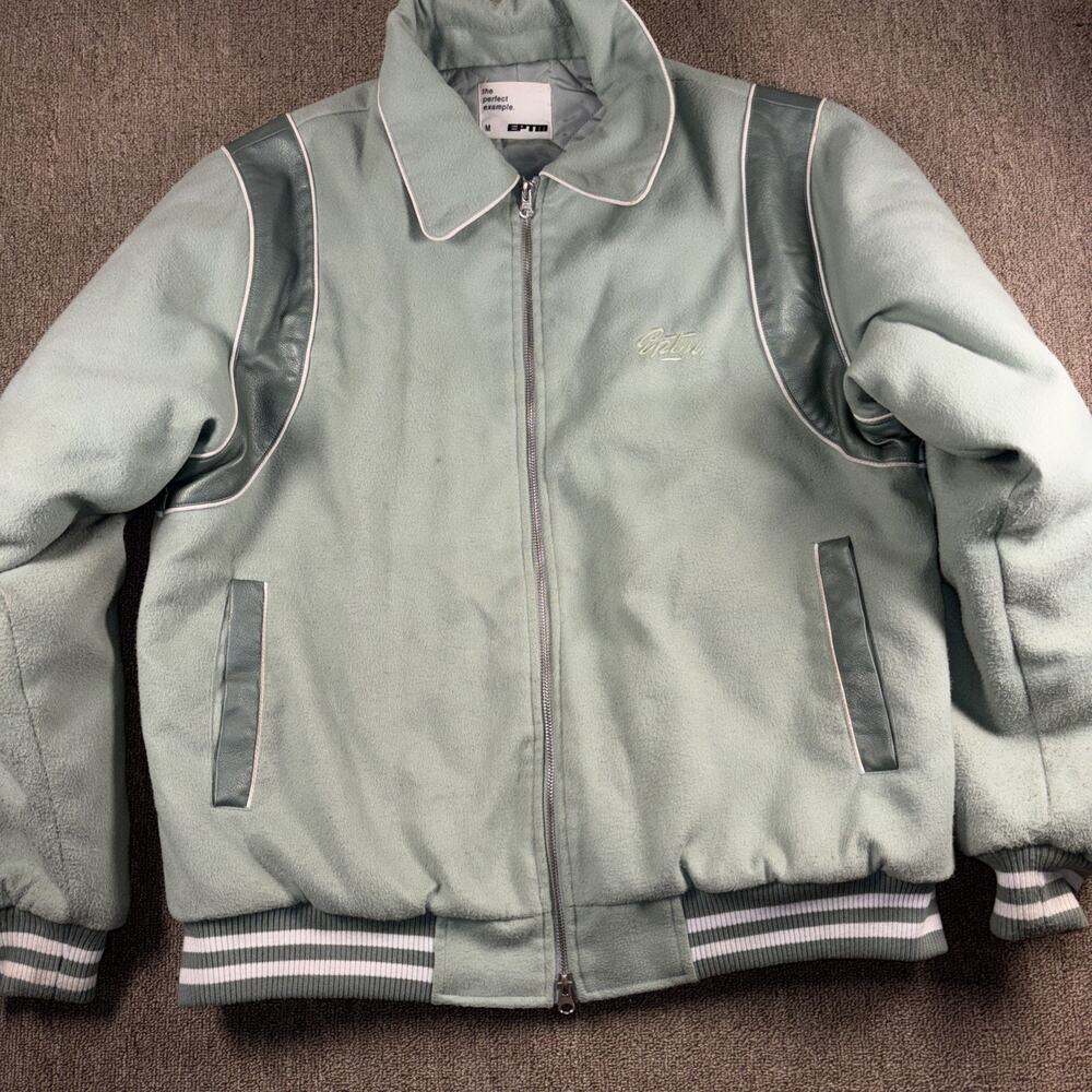EPTM Men’s VARSITY STYLE JACKET Sage Medium Full Zip
